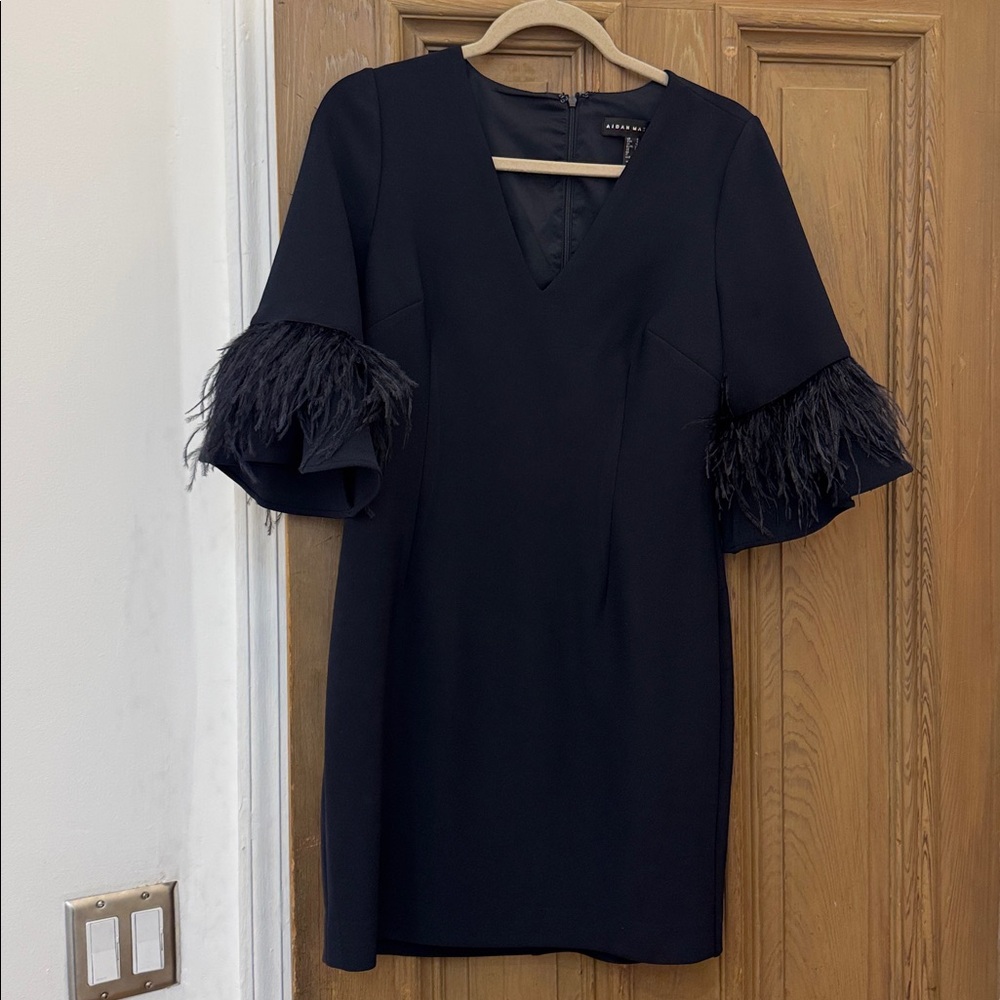 Aidan Mattox Navy Feather dress - Picture 10 of 15